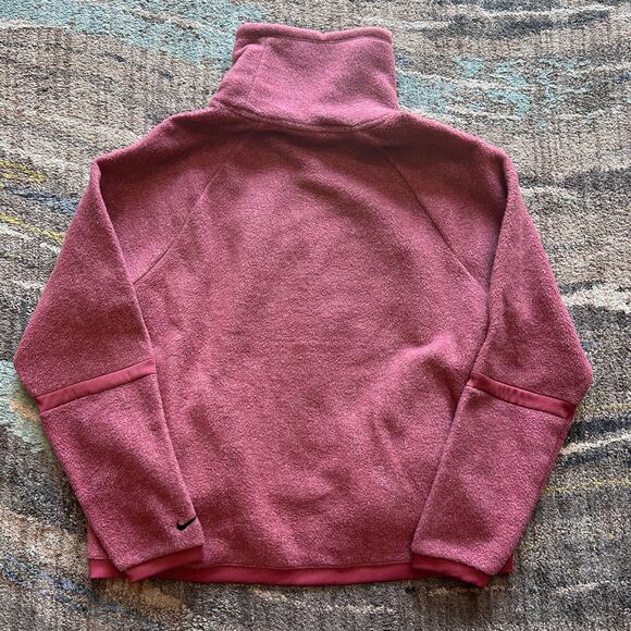 Women's Nike Sportswear Red White Heathered Fleece Pullover Sweatshirt Jacket L - Picture 2 of 5